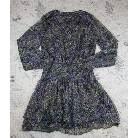 NEW $160 WHBM Smocked Blouson Dress sheer long slv touch of metalic womens sz  M - Picture 7 of 7